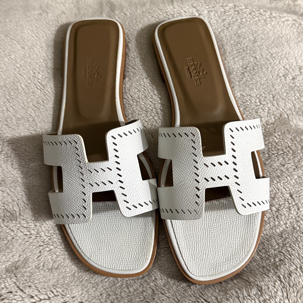 Hermes Oran epsom leather sandals size 39